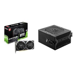 MSI GeForce RTX 3060 VENTUS 2X 12G OC Gaming Graphics Card - 12GB GDDR6, 1807 MHz, PCI Express Gen 4, 192-bit, 3x DP (v1.4), HDMI 2.1 (Supports 4K) & MAG A550BN Power Supply Unit, UK Plug - 550W