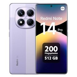 Xiaomi Redmi Note 14 Pro 5G - Smartphone de 12+512GB, Pantalla de 6.67" AMOLED FHD+ 120Hz, MediaTek Dimensity 7300-Ultra, cámara de 200MP, TurboCharge 45W, Cargador no Incluido, Morado (Versión ES)