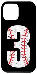 Carcasa para iPhone 14 Pro Max Número 3 Béisbol 3 Número Amante del béisbol Vintage Retro