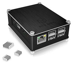 ICY BOX IB-RP102 - Alloggiamento per Raspberry Pi 2 e 3 Model B, in Alluminio, 3 dissipatori di Calore, griglia Laterale permeabile all'Aria, Colore: Nero