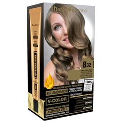 Thader TH Pharma Kit coloration sans ammoniaque pour une odeur agréable avec Liquid Gold, Couleur 8.32 Blond Clair Beige