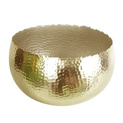 Leaf Stor rak kant hamrad metallplanterare reflekterande, guld, 32 cm kurva