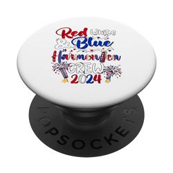 Red Blue White Costume Harmonica Crew 2024 4th Of July PopSockets Swappable PopGrip