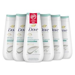 Dove Bagnoschiuma Dermo-Ipoallergenico, Bagnodoccia Idratante, Formula Delicata sul Microbioma della Pelle, Agenti Idratanti Vegetali, Senza Solfati SLES, Bagnodoccia Uomo e Donna, 6 Pezzi da 225ml