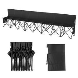 VEVOR Banc pliant portable à 8 places, banc de camping pliable d'extérieur avec sac de transport et dossier, banc latéral de sport d'équipe pour pêche, football, siège instantané sans assemblage, noir