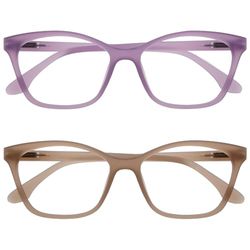 OPULIZE KAT Set di 2 Occhiali da Lettura - Montatura a Occhi di Gatto - Viola, Tortora - Uomo e Donna - Cerniere a Molla - RR59-5U - +2.50