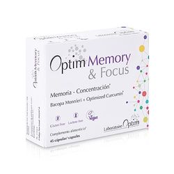 Bacopa monnieri Brahmi Curcumina Longvida - Nootrópico natural - Mejor Memoria, Concentración. Cansancio Mental, Fatiga, Antioxidante. Vegano 45 cápsulas Optim Memory & Focus