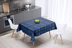 Bonamaison, Anti-moisissure, Séchage Rapide, Résistant aux Taches, Lavable en Machine, 100% Polyester Nappe de Table, Bleu, 140 x 140 Cm - Conçu et Fabriqué en Turquie