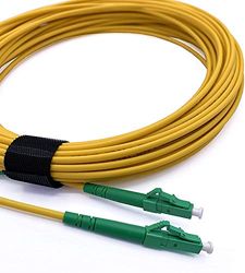 Elfcam® - Cable Fibra Óptica LC/APC a LC/APC Monomodo Simplex 9/125 LSZH, Color Amarillo (50M)