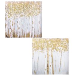 DRW Canvas afbeelding, houten bomen, verschillende kleuren, 80 x 80 x 3 cm