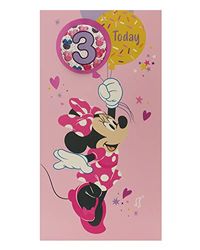 3e verjaardagskaart voor meisjes - Minnie Mouse verjaardagskaart - leeftijd 3 verjaardagskaart - Disney verjaardagskaart - badge inbegrepen