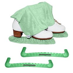 CRS Cross Ensemble cadeau de protections de patinage, de trempettes et de serviette – Protections de patinage sur glace et housses de lames de skate souples pour patinage artistique ou hockey (menthe,