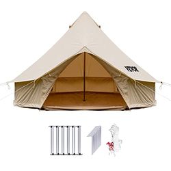Happybuy Bell Tent Canvas Tent 4-sezonowe jurty Namioty na kemping Wodoodporny na rodzinne polowanie na zewnątrz (9,84 stopy / 13,1 stopy / 16,4 stopy / 19,7 stopy / 23 stopy)