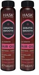 HASK Keratin Smoothing Shine Oil Vial for all hair types, colour safe, gluten-free, sulfate-free, paraben-free - 1 18mL Vial (Pack of 2)
