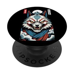 Vintage Ukiyo-E Estilo Retro Japón espíritu de zorro astético PopSockets PopGrip Intercambiable