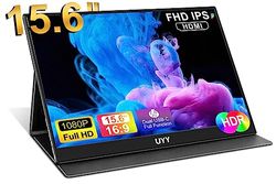 UYY Monitor portátil 15.6 Ultrafino FHD 1080P, Monitor IPS de Viaje, Monitor de Juegos HDR con Cubierta Inteligente y Altavoces duales, HD, Tipo-C, |Portátil|PC|Teléfono|Mac|Consola de Juegos