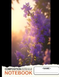 Composition Notebook College Ruled: Hyperrealistic Angelonia with Intricate Details, Volumetric Lighting, Sunrise Theme, Size 8.5x11 Inches, 120 Pages