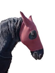 Maschera per Cavallo in Tessuto di Lycra di Alta Qualità con Orecchie Anti mosche Mod. PADDOCK, Col. Marrone, Taglia DRAFT/XL