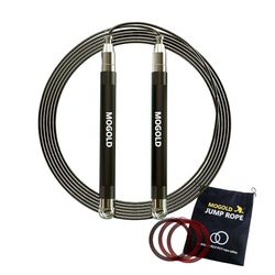 Mogold professioneel Speed King springtouw zelfsluitend systeem, in lengte verstelbaar, 360 graden draaien, siliconen cover metalen grip met 2 geen wirwar Speed Rope Kabels voor fitness Home Workout &