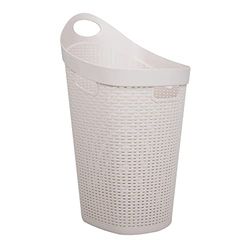 Mind Reader Cesto portabiancheria arrotolabile, 60 l, con ruote, stile vimini, plastica, 49,5 x 37 x 75 cm, avorio