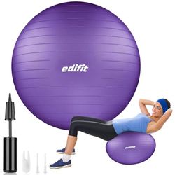 EDIFIT, Pelota de Pilates, 55,65 y 75, Ejercicio en Casa, Incluye Hinchador, Fitball, Embarazadas, Accesorios Yoga, Gimnasio, Varios Tamaños (65cm, Violeta)