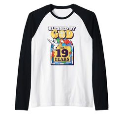 Tema religioso per il 19° compleanno, con scritta "Blessed by God For 19 Years" Maglia con Maniche Raglan