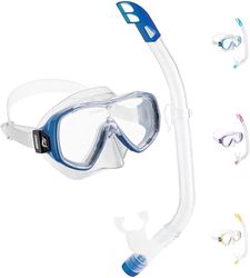 Cressi Ondina Vip - Combo Set Dykmask Ondina och Snorkel Top, Klar/Blå, Unisex Barn 7/13 år