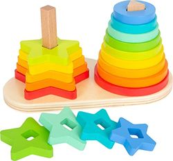 Small Foot Foot-11720 Juego para Encajar, encajr y apilar, a Partir de 12 Meses, Colores del arcoíris. Elefante, Estrellas Toys, Multicolor, Small (11720)