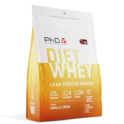 PhD Nutrition Diet Whey Low Calorie Protein Powder, Low Carb, High Protein Lean Matrix, Vanilla Crème Diet Whey Protein Powder, High Protein, 62 Servings Per 2 kg Bag [Packaging May Vary]