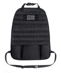 Tacticool Auto Seat Back Organizer - Upgraded Tactical Molle Voertuig Panel Universele Fit Auto Seat Cover Protector met Extra USA Vlag Patch (zwart)