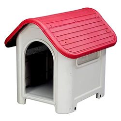 Gardiun Niche pour Chien Petit Kira 75x59x66 cm Fabriquée en Résine Couleur Beige/Rouge