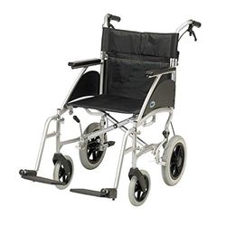 Days Swift Attendant Propelled Wheelchair, Lightweight Foldable Mobility Aid for Physically Impaired, Handicapped and Elderly users, Cool Silver, 41cm, Cool Silver