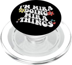 Retro Groovy Im Mira Doing Mira Things Funny Día de la Madre PopSockets PopGrip para MagSafe