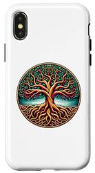 Carcasa para iPhone X/XS Colorido árbol de la vida nórdico Yggdrasil
