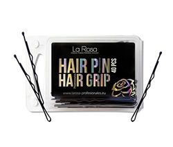 LaRosa Poignées pour cheveux ondulés 6 cm - En forme de U - En métal solide - Pour les salons de coiffure - 1 paquet de 40 pièces - Noir