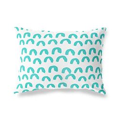 BonaMaison Turkoois-Wit Decoratieve Kussensloop, Kussenhoezen Bank, Decoratieve Kussenhoesjes, Kussensloop; Sofa, Slaapkamer, Kantoor, Auto 35x50 Cm - Ontworpen en vervaardigd in Turkije