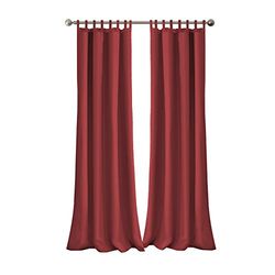 Elrene Home Fashions Matine väderbeständig, enfärgad gardinpanel med flikar upptill, för inomhus- och utomhusbruk, för veranda, pergola, uteplats, däck, 132 cm B x 241 cm L, röd