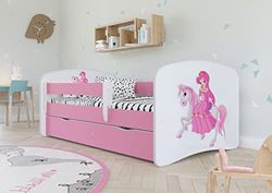 Lit babydreams 2 Rose Princesse sur Cheval tiroir et Matelas Inclus 140/70
