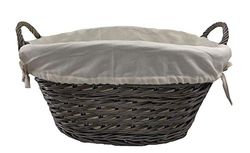 Red Hamper Small Wicker Wash Basket with White Lining, Brown, One Size