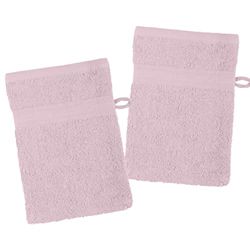 LOVELY CASA - Lot de 2 gants de toilette 15 x 21 cm - LAGUNE - Poudre