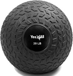Yes4All 1YHQ Slam Balls 9 kg, Negro, balón Medicinal Relleno de Arena, sin Rebote, Adecuado para Entrenamiento y Fuerza
