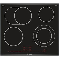 Bosch 8 Series pkn675dp1d Integrated Ceramic Black, Stainless Steel Hob – Plate (Built-in, Ceramic, Glass and Ceramic, Black, Stainless Steel, Touch, Top Front)