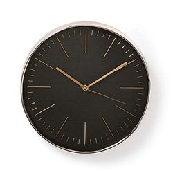 NEDIS CLWA013PC30BK Horloge Murale Circulaire Diamètre 30 cm Noir et Or Rose