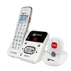 Geemarc Amplidect 295 SOS Pro - Téléphone Amplifié sans Fil et son Médaillon d’Appel d’Urgence avec Répondeur et Grosses Touches pour Séniors - Perte Auditive Faible ou Moyenne - Version FR