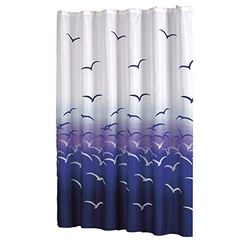 MSV Rideau de Douche Anti-moisissures – Antibactérien, Lovable, Impermeable, 12 Anneaux de Douche Inclus – Polyester, “Mouettes” 180x200cm