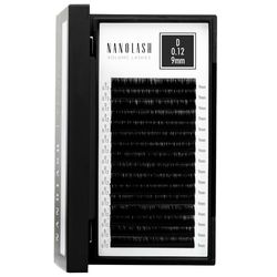 Pestañas postizas para extensión Nanolash - extensiones de pestañas de volumen, pestañas para extensión profesional (0.12 D, 9mm)