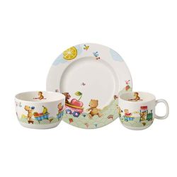Villeroy & Boch - Hungry as a Bear service de table pour enfants, 3 pièces, porcelaine Premium, blanc/multicolore