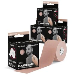 Kintex Bande Kinésiologie Tape Classic, 5 cm x 5 m, Bande de Kinésiologie Hypoallergénique et Résistante à l’Eau, Bande Physiothérapeutique, Bande Médicale, Sport et Physiothérapie, Lot de 4