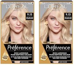 L'Oreal Paris Preference Hair Dye, Long Lasting, Luminous Permanent Hair Colour, 9.13, Baikal (Pack of 2)