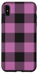 Carcasa para iPhone XS Max Patrón de cuadros a cuadros rosa y negro